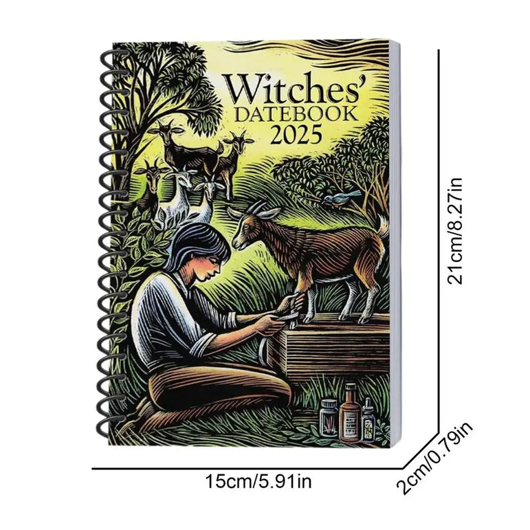 Witches Datebook 2025 Modern Witch's Grimoire Journal Beautiful Novelty Planner Weekly And Monthly For Family Friends