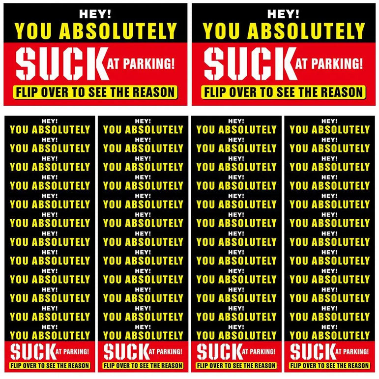 50Pcs Bad Parking Cards You Absolutely Suck At Parking Cards, Bad Parking Cards Parking Violation Tickets Funny Hilarious Prank
