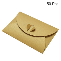 50Pcs Mini Colored Envelope Thick Cardboard Small Foldable DIY Pearl Paper Envelopes Self Locking Buckle Letter Gift Card Cover