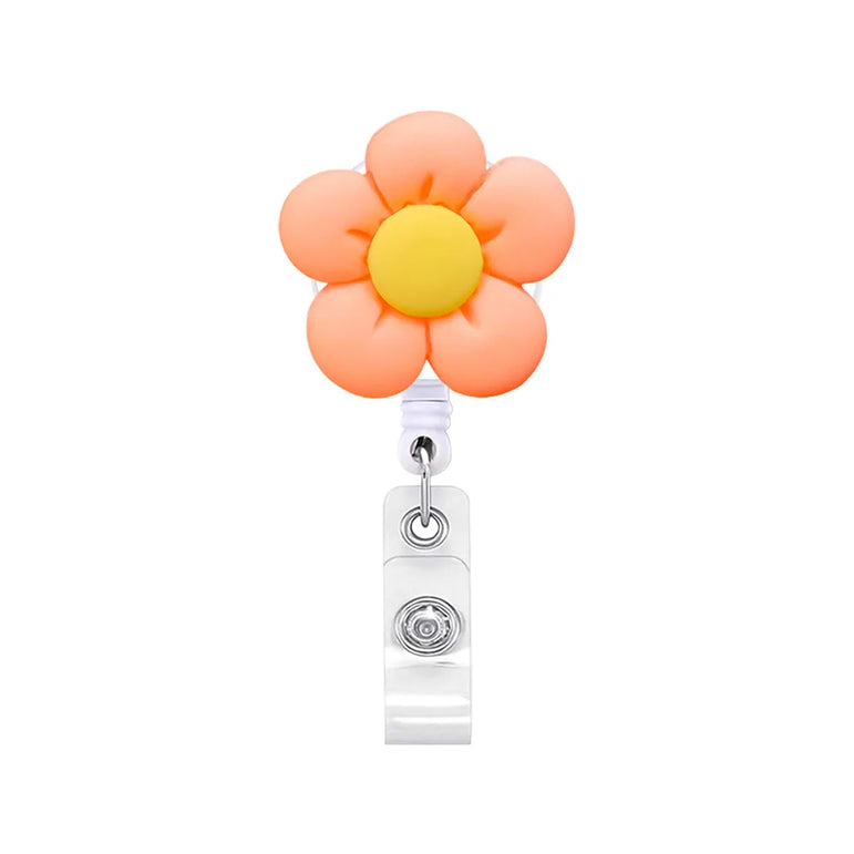 New Flower Retractable Nurse Chest Badge Reel Clip Holder Students Doctor Work ID Card Holder Keychain Accessories Jewelry Gifts