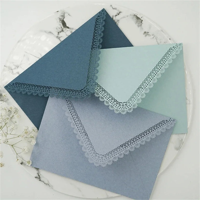 10x Lace Paper Envelopes Gift Small Invitation Envelopes for Thanksgiving Greeting Cards Party Invitations