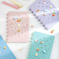 1 Piece of A5 Detachable Mushroom Button Loose-Leaf Book, Creative DIY Thickeneded Foam Pp Cover, 8.2*5.6inch, 100g Thickeneded Paper, 90 Pieces Of/180 Pages with Horizontal Lines, Ladies' Diary, for Gifts, Work, Office and S