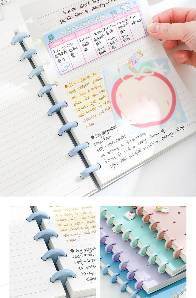 1 Piece of A5 Detachable Mushroom Button Loose-Leaf Book, Creative DIY Thickeneded Foam Pp Cover, 8.2*5.6inch, 100g Thickeneded Paper, 90 Pieces Of/180 Pages with Horizontal Lines, Ladies' Diary, for Gifts, Work, Office and S