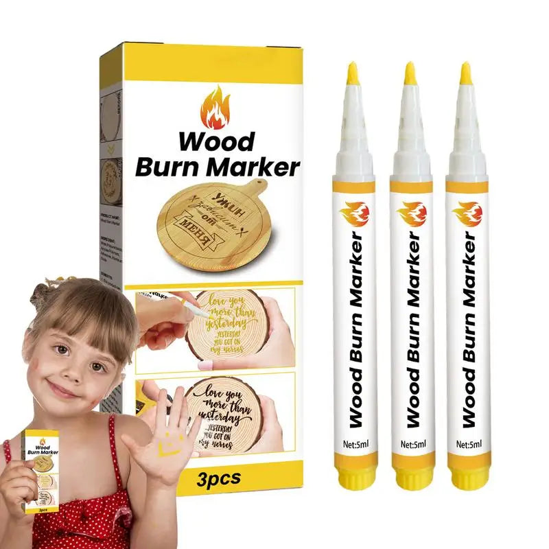 Scorch Pen Marker 3pcs 5ml Wood Burning Pen DIY Quick Craft Tools Creative Wood Markers For Artists Beginners Crafts