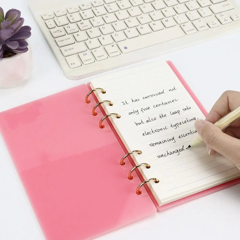 A6 Acrylic Loose-leaf Notebook Cover Glitter Transparent Binder Notebook Shell DIY Scrapbook Cover Office Stationery Supplies
