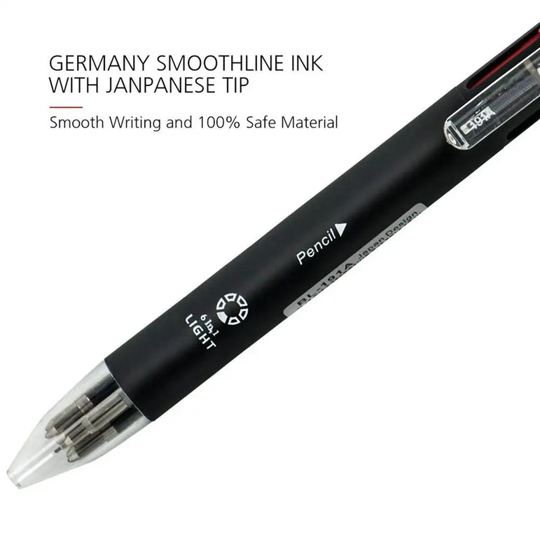 6 In 1 Multicolor Ballpoint Pen 5 Colors Ball Pen Creative Multicolor Ballpoint Pen 1 Automatic Pencil With Eraser for School