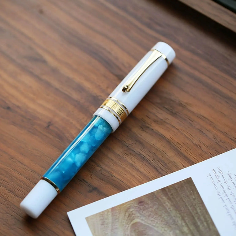 MAJOHN M400 Fountain Pen #6 sliver EF/F Nib with Converter Resin Writing Ink Pen Office school supplies high quality gift pens