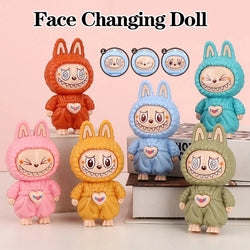 Press Face Changing Doll Toy Pendant Creative Cartoon Keychain Decompression Cute Face Changing Game Car Keychain Desktop Decor