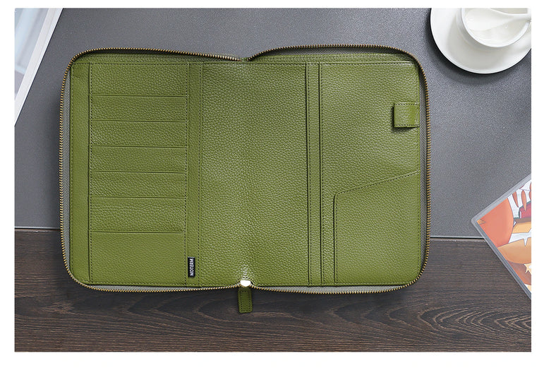 Moterm Genuine Pebbled Grain Leather A5 Zip Cover with Top Pocket Cowhide Planner Zipper Notebook Organizer Agenda Journal Diary