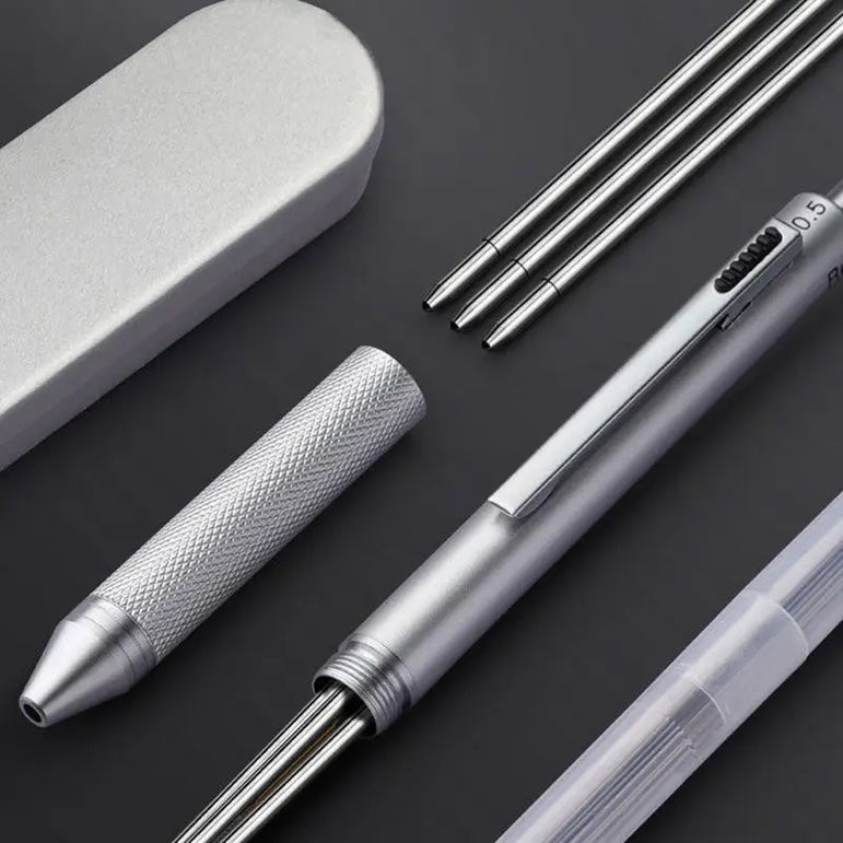 4 In 1 Multifunction Gel Pens Gravity Sensor Metal Retractable Ballpoint Pen 3 Color 0.7mm Ballpoint+0.5mm Mechanical Pencil