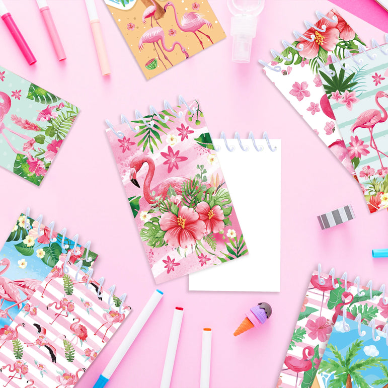 8pcs Hawaii Flamingo Mini Spiral Pocket Notebooks Memo Pad Coil Booklet Notepads For Stationery School Diaries Summer Party