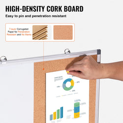 SucceBuy Whiteboard&Cork Board 2-in-1 Magnetic Dry Erase/with Linen Surface Bulletin Board for Wall Mount for School Home Office