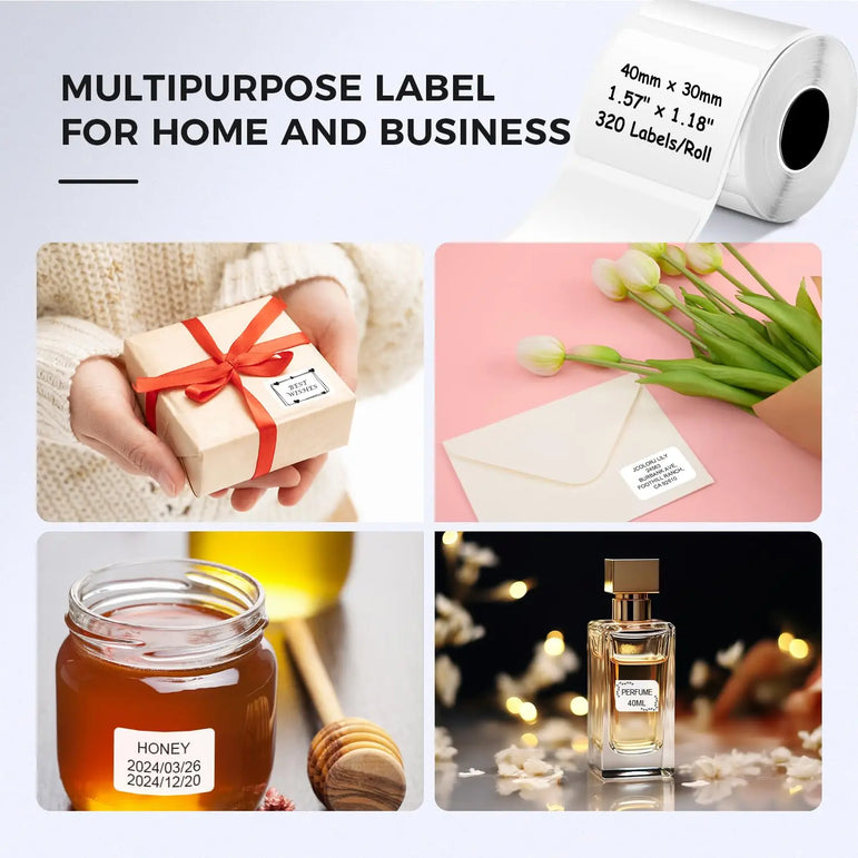 40x30mm High-Gloss Thermal Labels - Waterproof Self-Adhesive Stickers for Office/Retail/Packaging