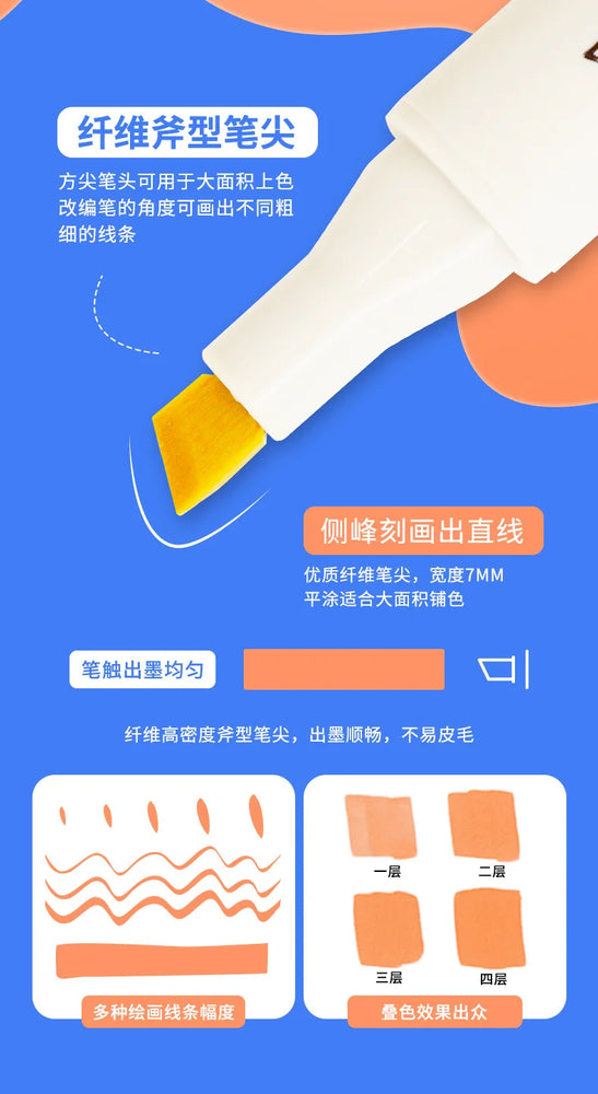 Ginflash Soft brush & Chisel Art Markers Brush Pen Sketch Alcohol Based Markers Dual Head Manga Drawing Art Supplies