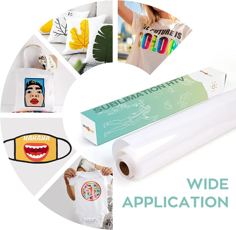 HTVRONT 12"X5ft Matte Sublimation HTV Vinyl for Light-Colored Shirts Clear Heat Transfer Vinyl for Sublimation Cotton Fabric