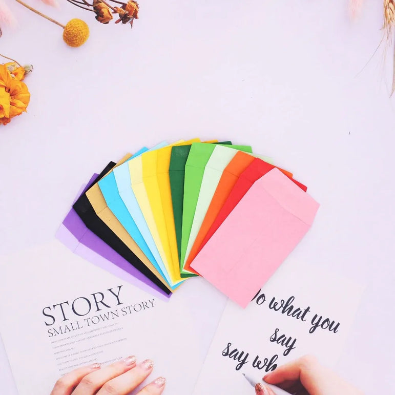 20pc Small 6x9cm Gule Stick Paper Letter Pocket Envelops for Cash Coin Mini Paper Envelopes Bag Small Business Supplies Red