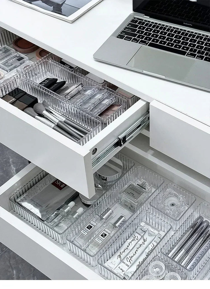 Unlimited Desk Drawer Organizers Set Plastic Bathroom Storage Makeup Organizer Clear Transparent Storage Box Bins