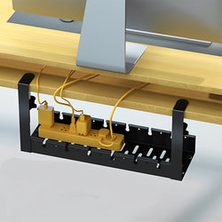 Under Desk Cable Management Tray Clamp Mounted Under Desk Cable Shelf Retractable Cable Storage Rack for Cords Wires Power Strip
