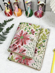 A5 Handcrafted Journal with Embroidered Floral Fabric Cover,Personalized Life Journal,Aesthetic Notebook for Writing & Planning