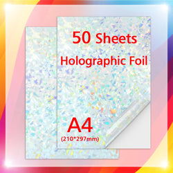 50Sheets A4 Paper Cold Laminated Film Holographic Sand Foil Glitter Glass Hot Stamping On Photo Laminating Film to Protect Photo