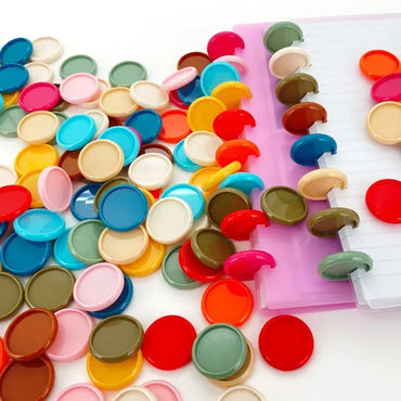 500pcs 24 28mm 32mm Notebook Ring Buckle High Gloss Plastic Disc Buckle Album Journal Planner Mushroom Hole Binding Ring Buckle