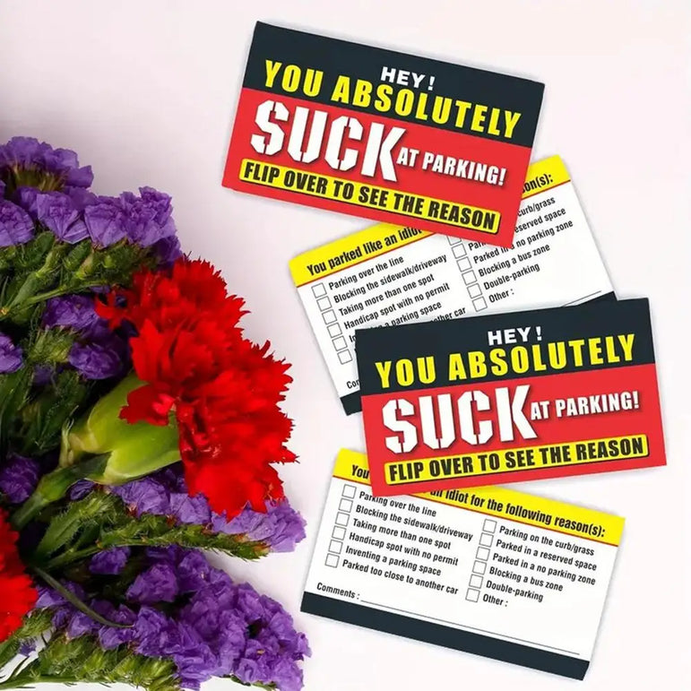 50Pcs Bad Parking Cards You Parked Like An Idiot Cards Bad Parking Cards Funny Parking Violation Bad Cards Multiple Reason