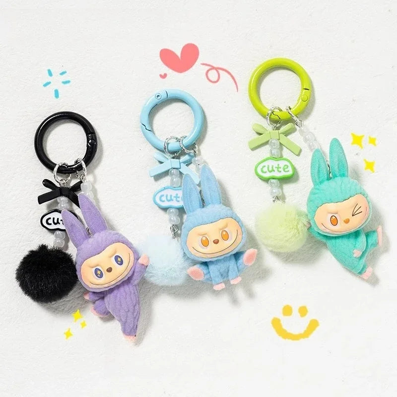 Labab Flocking Plush Toys Keychains Pendants Cute and Adorable Mobile Phone Chains Bags Pendants Couple's Small Gifts