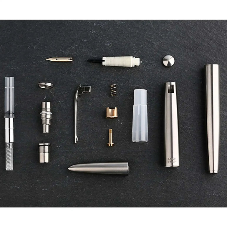 MOONMAN Ti200 Titanium Alloy Fountain Pen F 14K Gold 0.5mm nib with Converter Office Business Smooth Writing Ink Pen gift pens