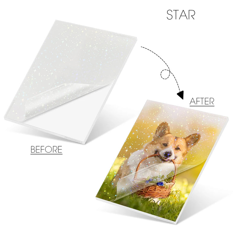 10 Sheets Cold Laminating Film Glossy Transparent Label Sticker Self Adheisve Lamination Film Waterproof Overlay Photo Picture