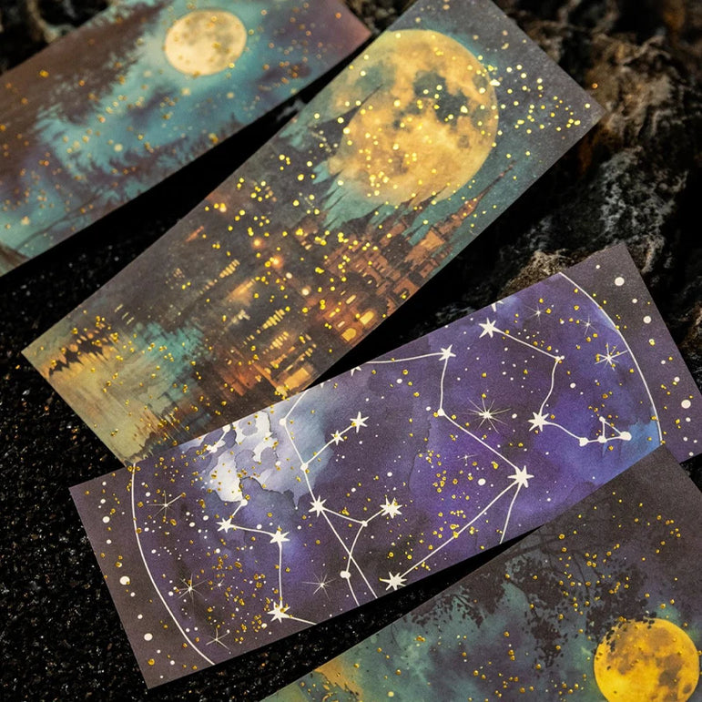 50pcs/bag moon phase theme stamping material book moon earth planet landscape material paper DIY handbook decoration cardstock