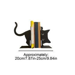 Metal Animal Bookends 1 Pair Cute Cat Bookends For Heavy Books Black Bookends Creative And Cute Cat Shape Desktop Organizer