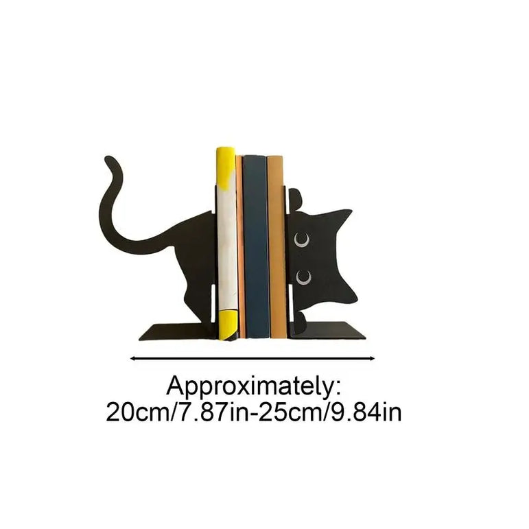 Metal Animal Bookends 1 Pair Cute Cat Bookends For Heavy Books Black Bookends Creative And Cute Cat Shape Desktop Organizer