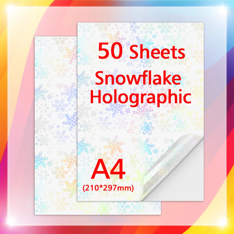 50Sheets A4 Paper Cold Laminated Film Holographic Sand Foil Glitter Glass Hot Stamping On Photo Laminating Film to Protect Photo