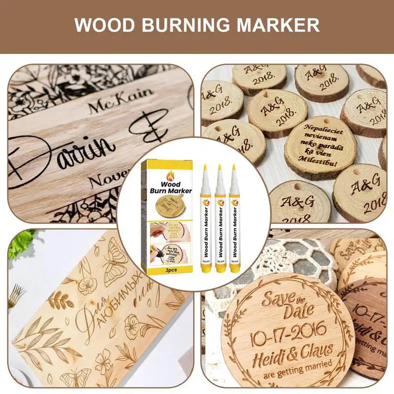 Scorch Pen Marker 3pcs 5ml Wood Burning Pen DIY Quick Craft Tools Creative Wood Markers For Artists Beginners Crafts
