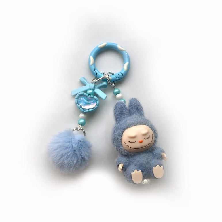 Flocking Mini Labu Labu Baby-free Keychain Rubber-lined Cute Particle Baby Walk Bag Mobile Phone Pendant Cute Pendant
