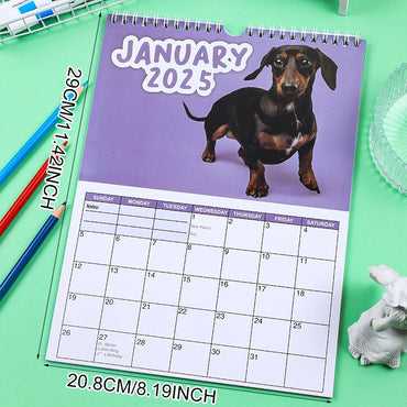 2025 Sausage Dog Themed Calendar, Dog New Year Wall Calendar, Fun Dog Themed Gifts for Dog Lovers, New Year Christmas Gifts