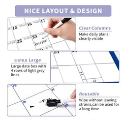 2025 Erasable Large Wall Calendar Double-sided Dry and Wet Erasable 12-month Annual Yearly Calendar for Work planner Schedule