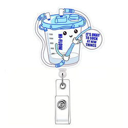 Newest Glitter Acrylic Medical Appliances Hospital Badge Reel Retractable ID Badge Holder With Ordinary Clip Name Holder