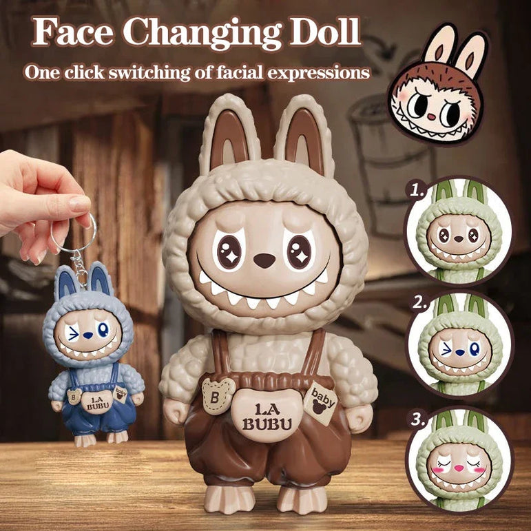 Press Face Changing Doll Toy Pendant Creative Cartoon Keychain Decompression Cute Face Changing Game Car Keychain Desktop Decor