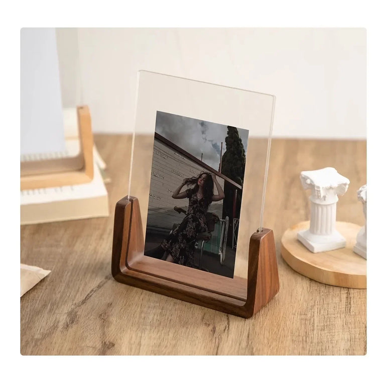 6 In Walnut Beech Photo Frame Wooden Kpop Idol Photo Display Wedding Party Picture Holder Desktop Office Photo Decor CardHolder