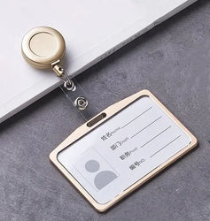 Aluminum Alloy Card Holder Retractable Badge Reel Employee Staff Name ID Work Card Holder Business Supplies
