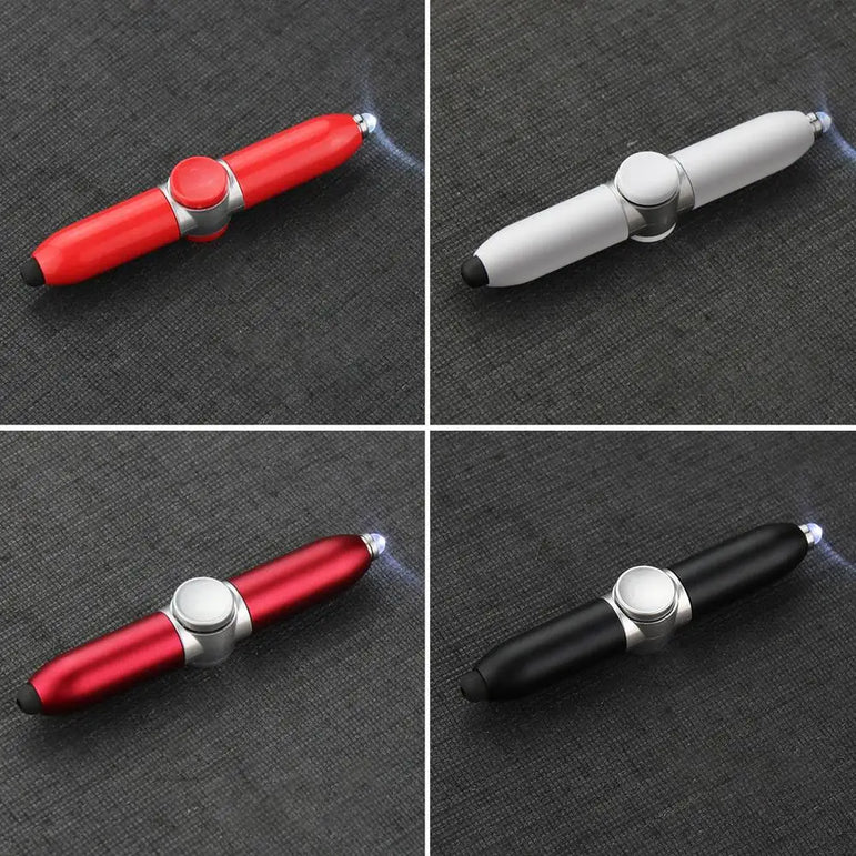 Creative Fingertip Gyroscope Pens Gyro Spinner Light Fidget Toy Pen With Led Relief Stress Finger Ballpoint Pen