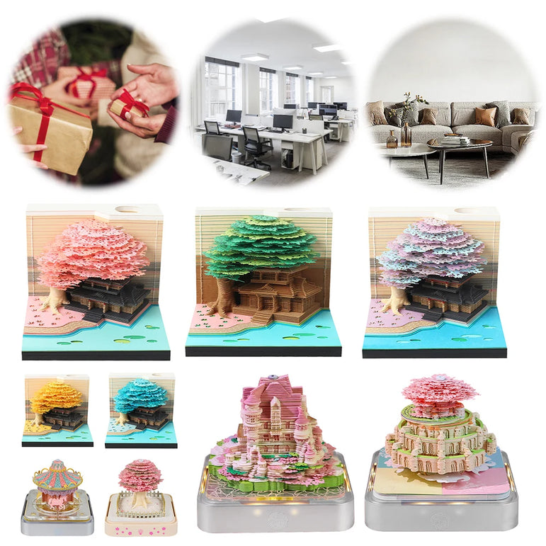 Castl Desk Calendar 2025 Tear-Away 3D Calendar Memo Pad Creative Desk Calendar DIY Notes Notepad 3D Art Calendar Paper