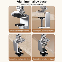 Book Stand for Reading Adjustable with 360° Rotating Base with Elastic Page Clip for Recipe Cookbooks Magazines Tablets Laptops