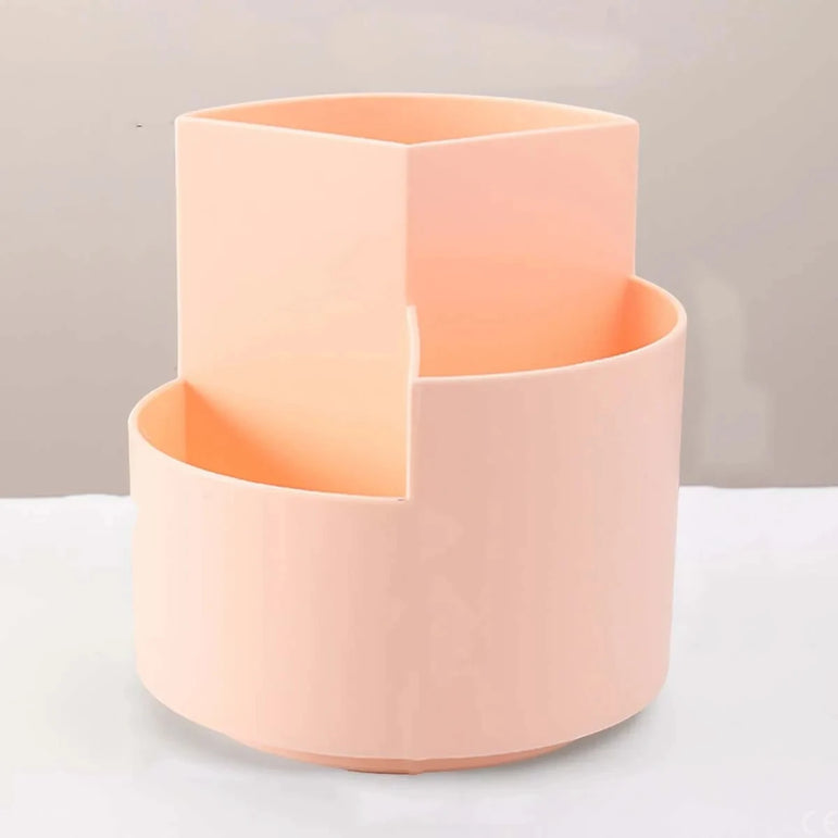 1pc Rotating Pen Holder, Office Student Desktop Pen Storage Box, Office Storage Three-hole Makeup Brush Box