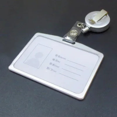 Aluminum Alloy Card Holder Retractable Badge Reel Employee Staff Name ID Work Card Holder Business Supplies