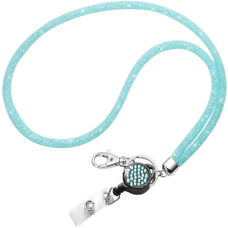 Retractable Rhinestone Lanyard Mobile Phone Case Hanging Neck Sling ID Card Holder Universal Keychain Office School Supplies