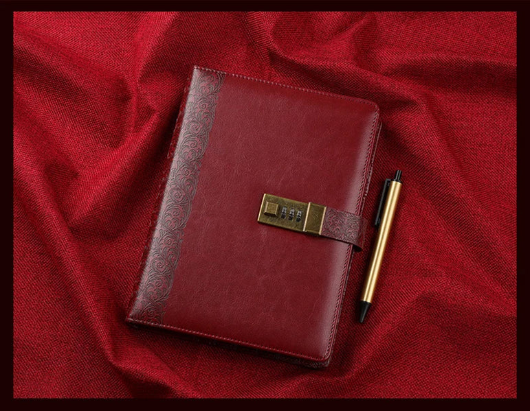 Diary A5 Notebook with Lock Journal Binder Notepad Ring Bullet Note Book Office Agenda Planner Spiral Retro Stationery Organizer