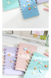 1 Piece of A5 Detachable Mushroom Button Loose-Leaf Book, Creative DIY Thickeneded Foam Pp Cover, 8.2*5.6inch, 100g Thickeneded Paper, 90 Pieces Of/180 Pages with Horizontal Lines, Ladies' Diary, for Gifts, Work, Office and S