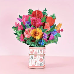 1pc Pop Up Cards 3D Paper Flowers Bouquet Greeting Cards Sunflower for Women Boss Best Friends Mother